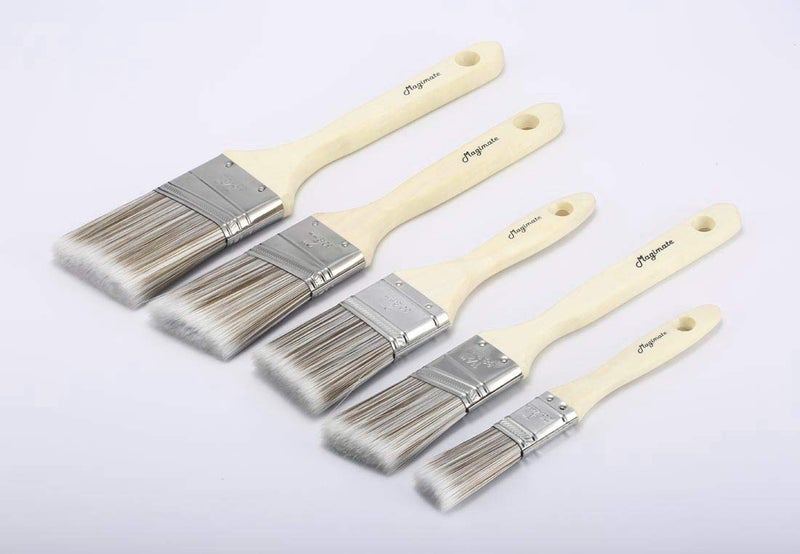 Magimate Wood Stain Paint Brush Set Angled Sash and Flat Painting Brushes Assortment for Baseboards, Wall Trim, House Touch-Ups, Cabinets and Fence Staining, Pack of 5 - Image 4